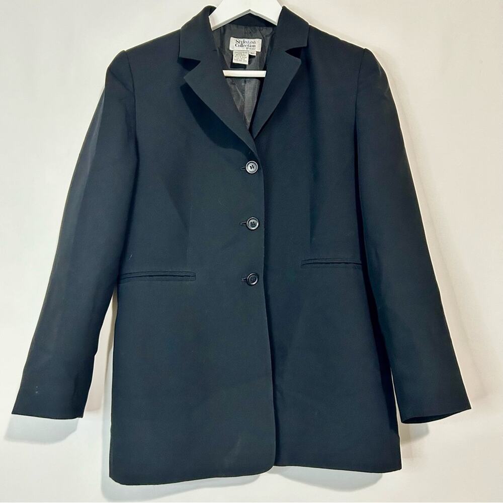 Style & Co Women’s Blazer Button Jacket Black Size 8 Petite FLAW
